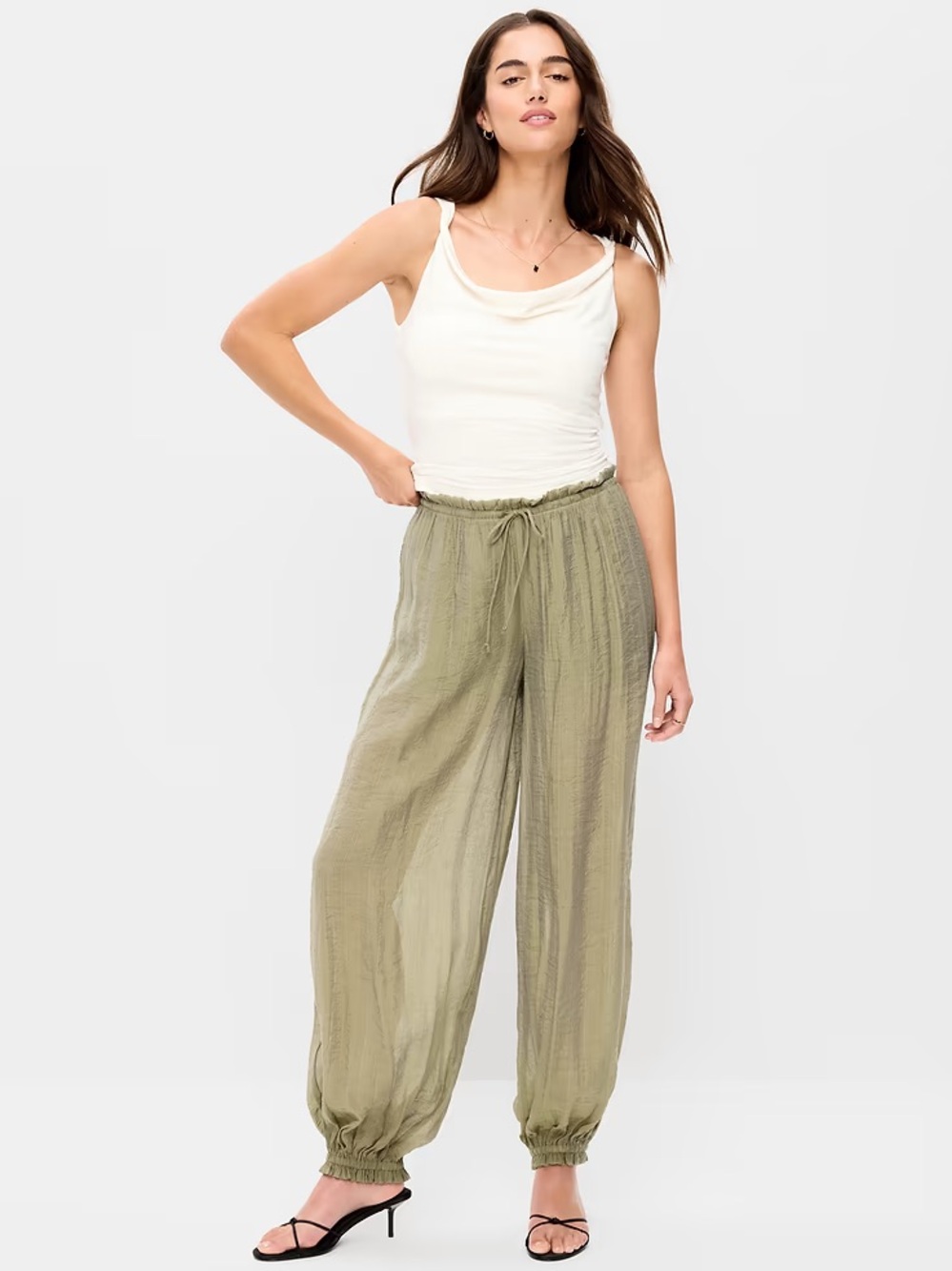 WAYF On Trend Olive Green Ballon/Harem Pants - Picture 9 of 10
